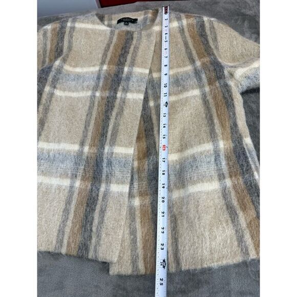 Talbots Plaid Wool Alpaca Mohair Blend Jacket Coat Beige Gray Size Medium - Picture 9 of 12
